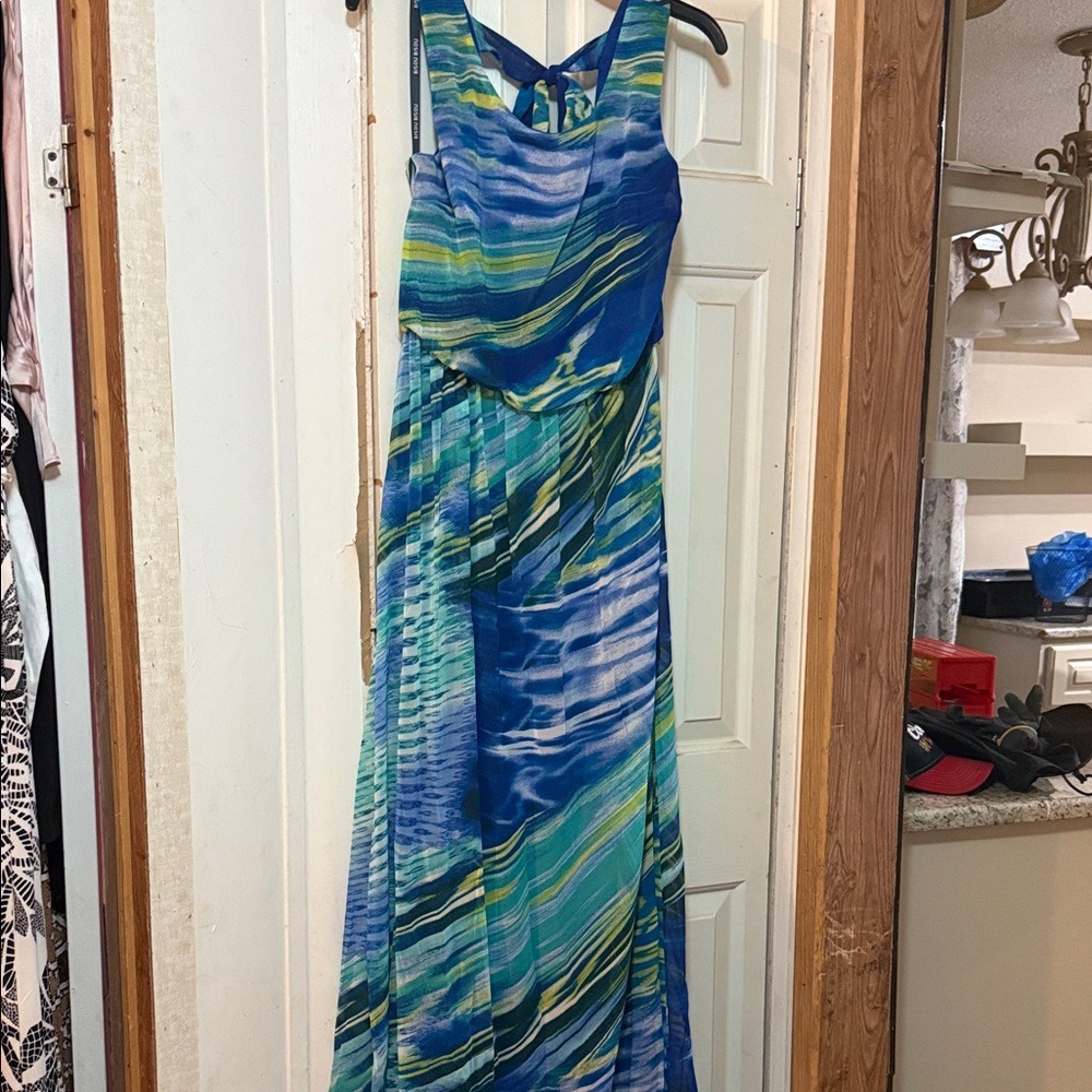 Bisou Bisou Vibrant Blue and Green Maxi Dress
